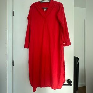 Felix 100% Linen Red Long Sleeve Dress